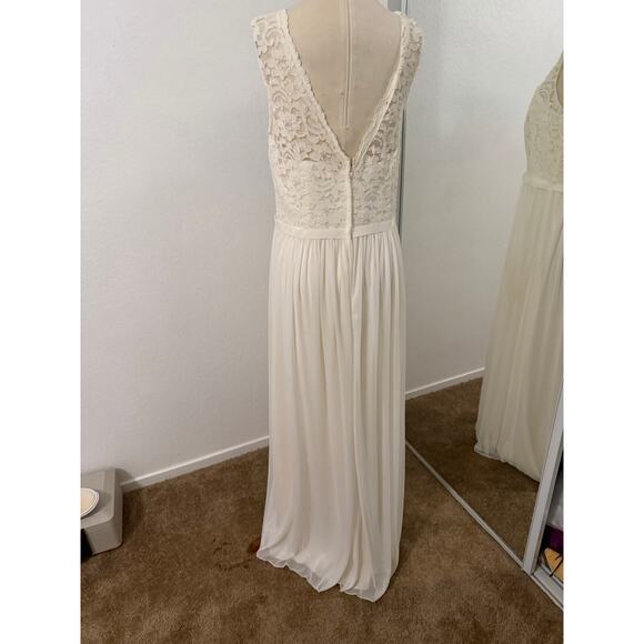 Davids Bridal Wedding dress boho-chic beach bkyard wedding ivory chiffon Plus sz - Picture 8 of 16